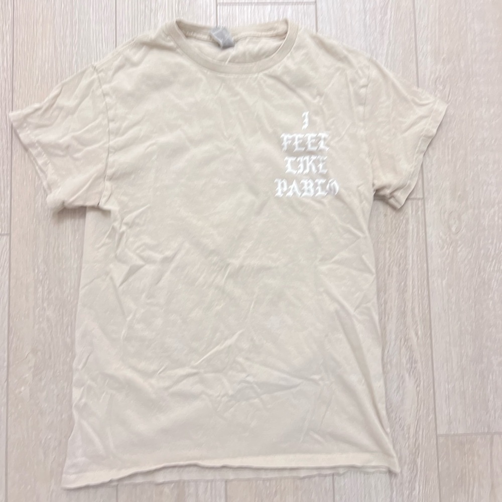 I Feel Like Pablo Graphic T-Shirt Kanye West Yeezy Style Cream Size Small